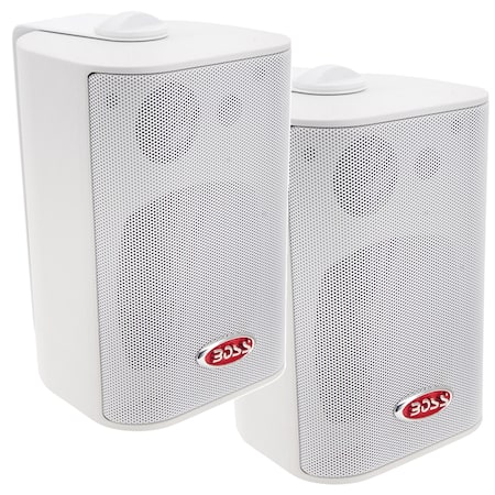 Boss Audio MR4.3W 4" 3-Way Marine Box Speakers (Pair) - 200W - White MR4.3W